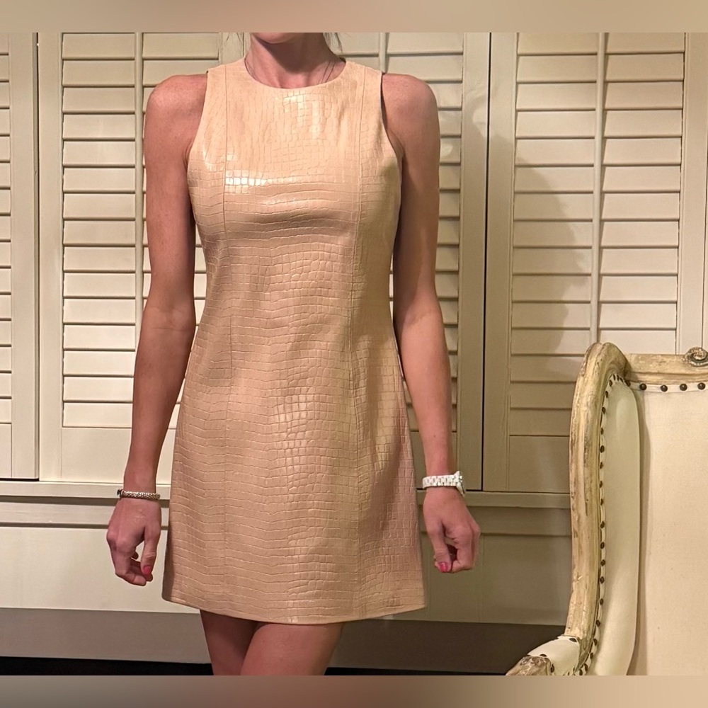 Alice + Olivia daven leather crocodile dress